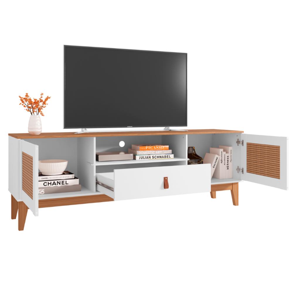 Rack com 1 Gaveta para TVs 60 Polegadas Chester Branco Noce