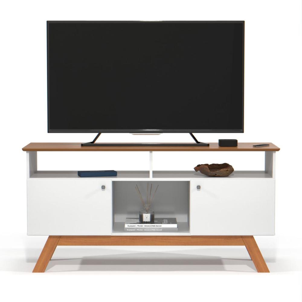 Rack para TV com 3 Nichos Manchester Branco Nature