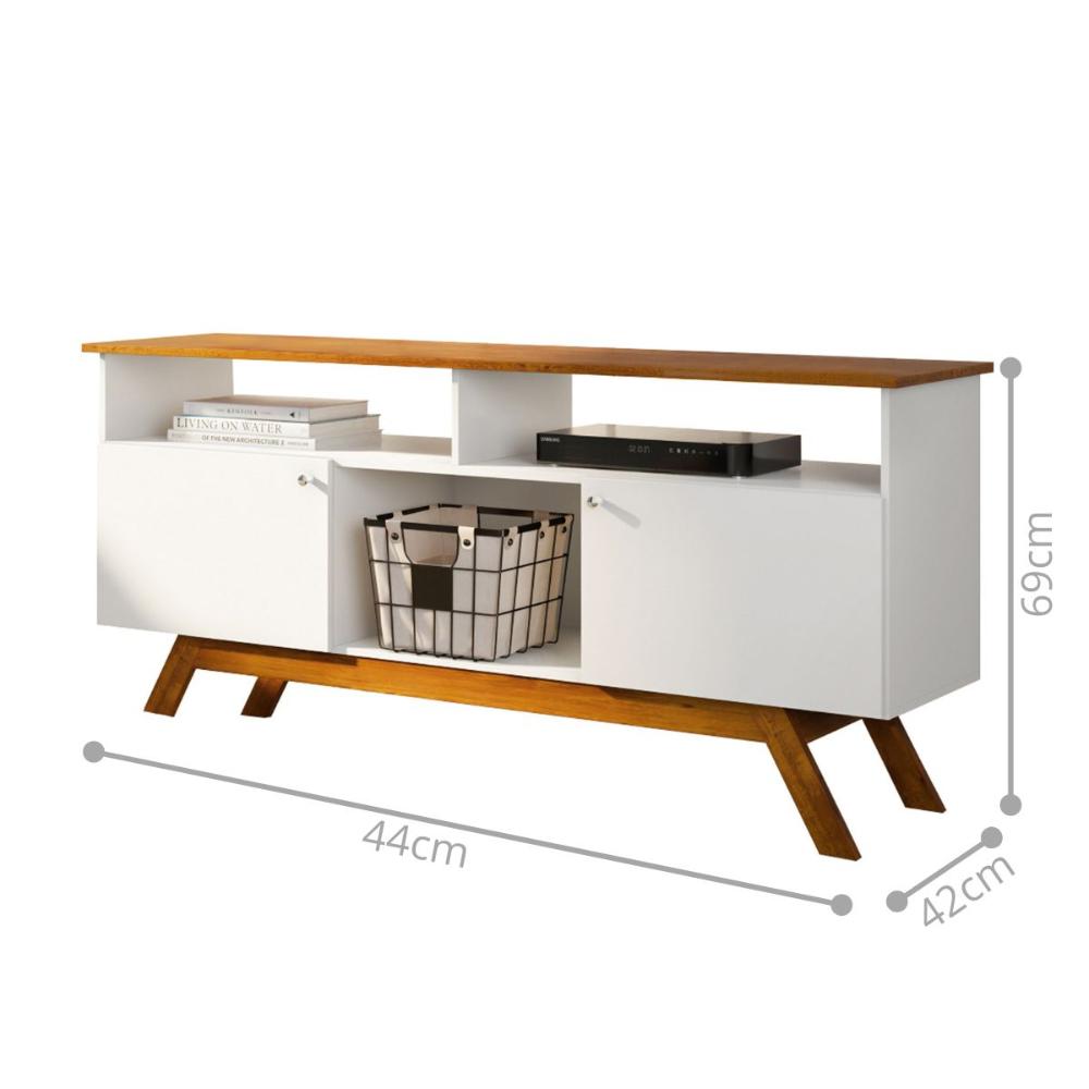 Rack para TV com 3 Nichos Manchester Branco Nature