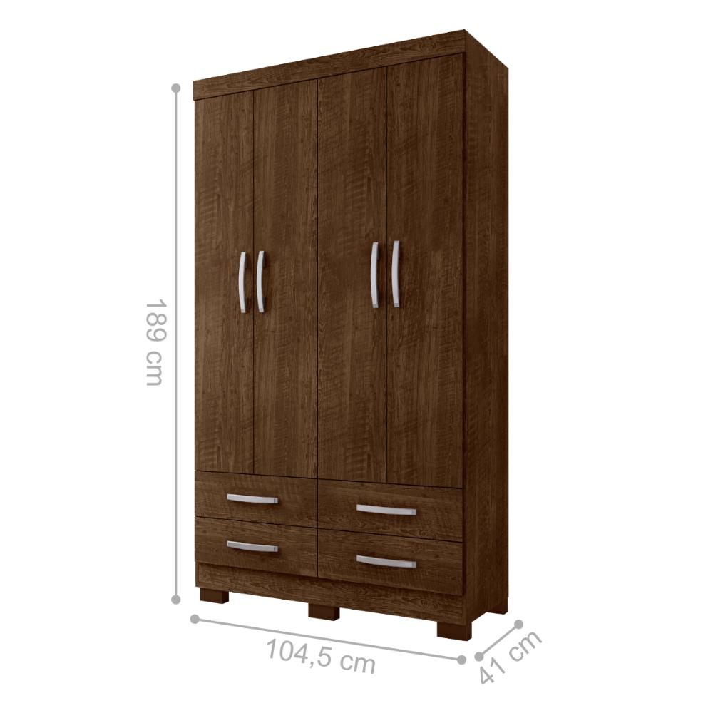 Roupeiro 4 Gavetas e 4 Portas Geleen Malbec