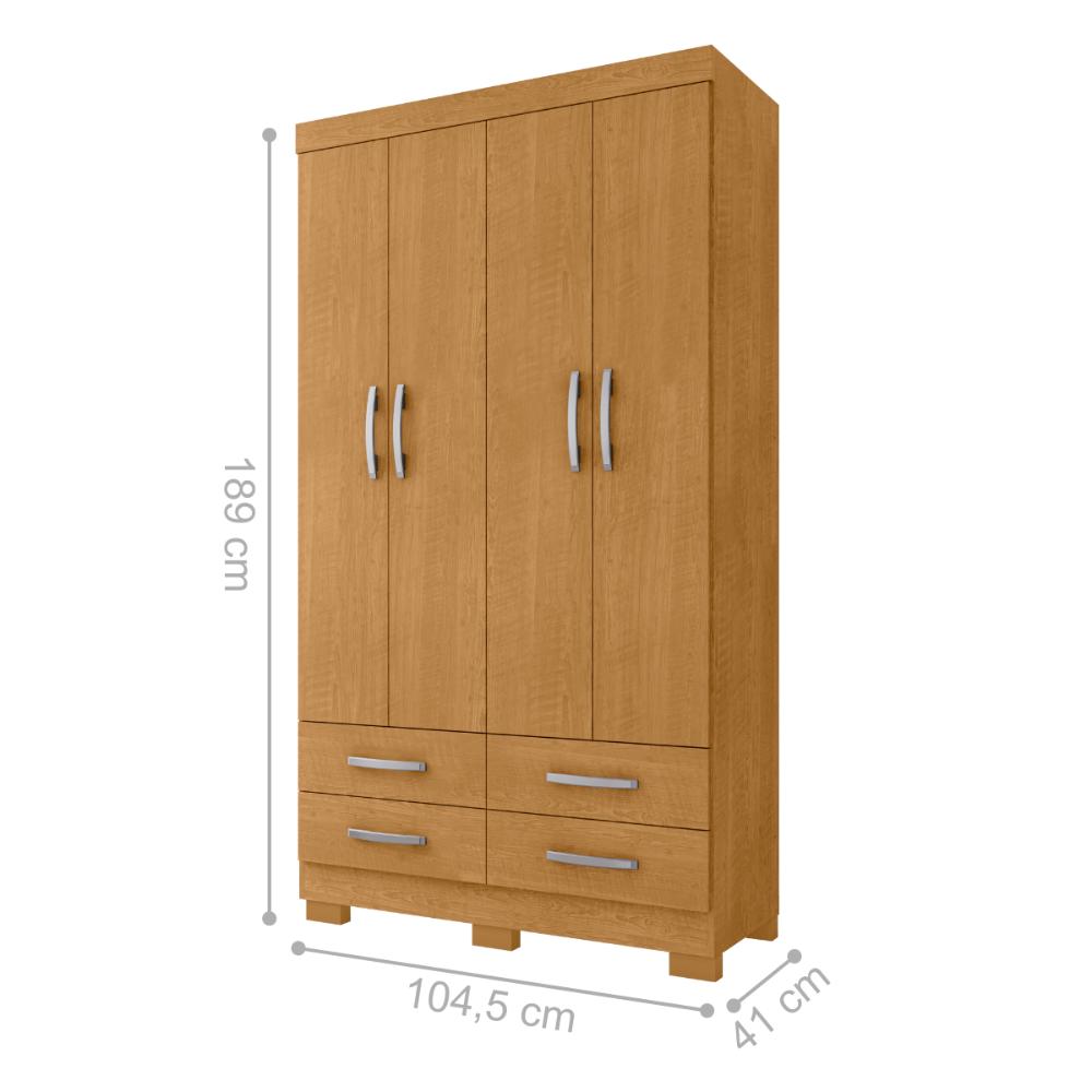 Roupeiro 4 Gavetas e 4 Portas Geleen Naturalle