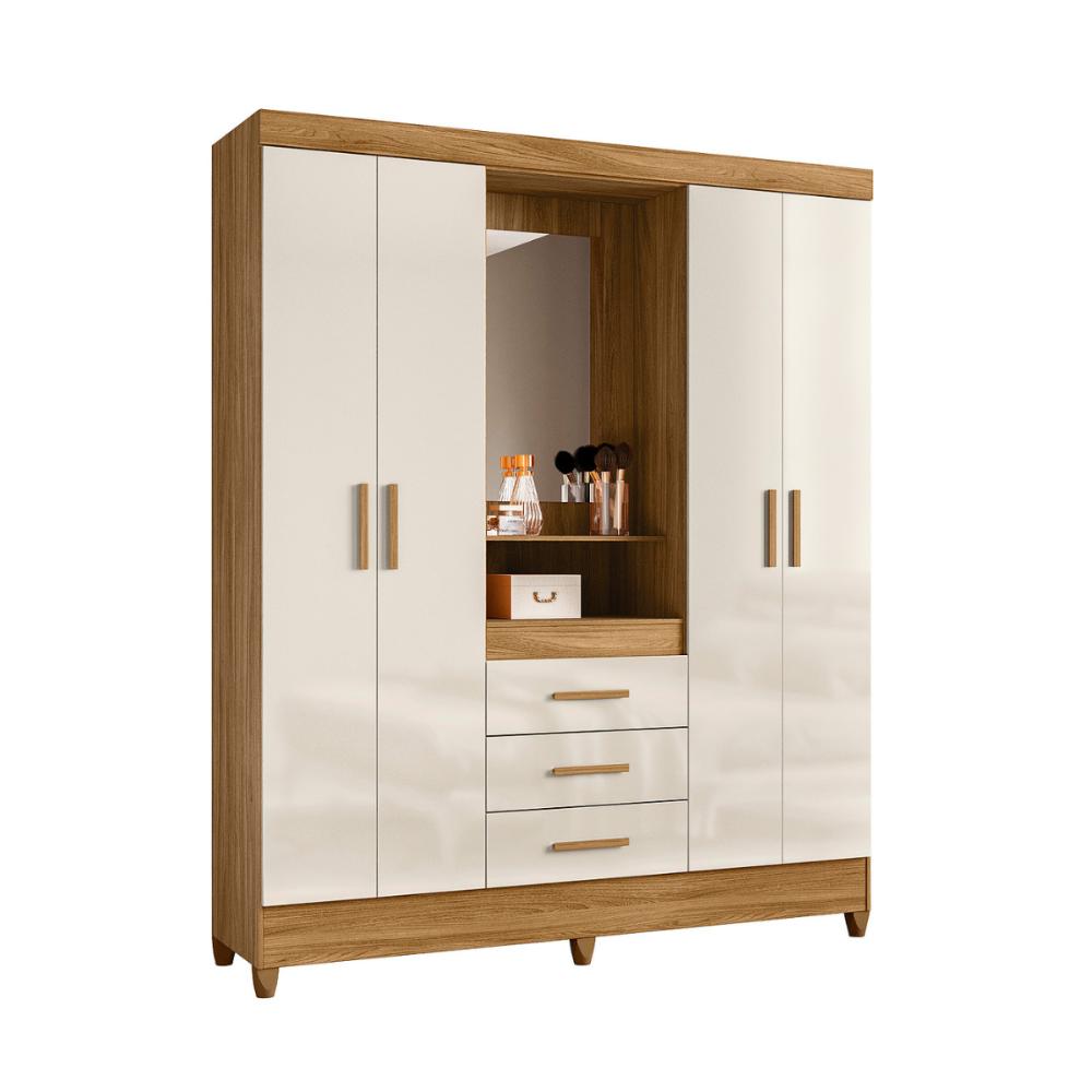 Roupeiro 4 Portas com Espelho Riade Freijo Off White