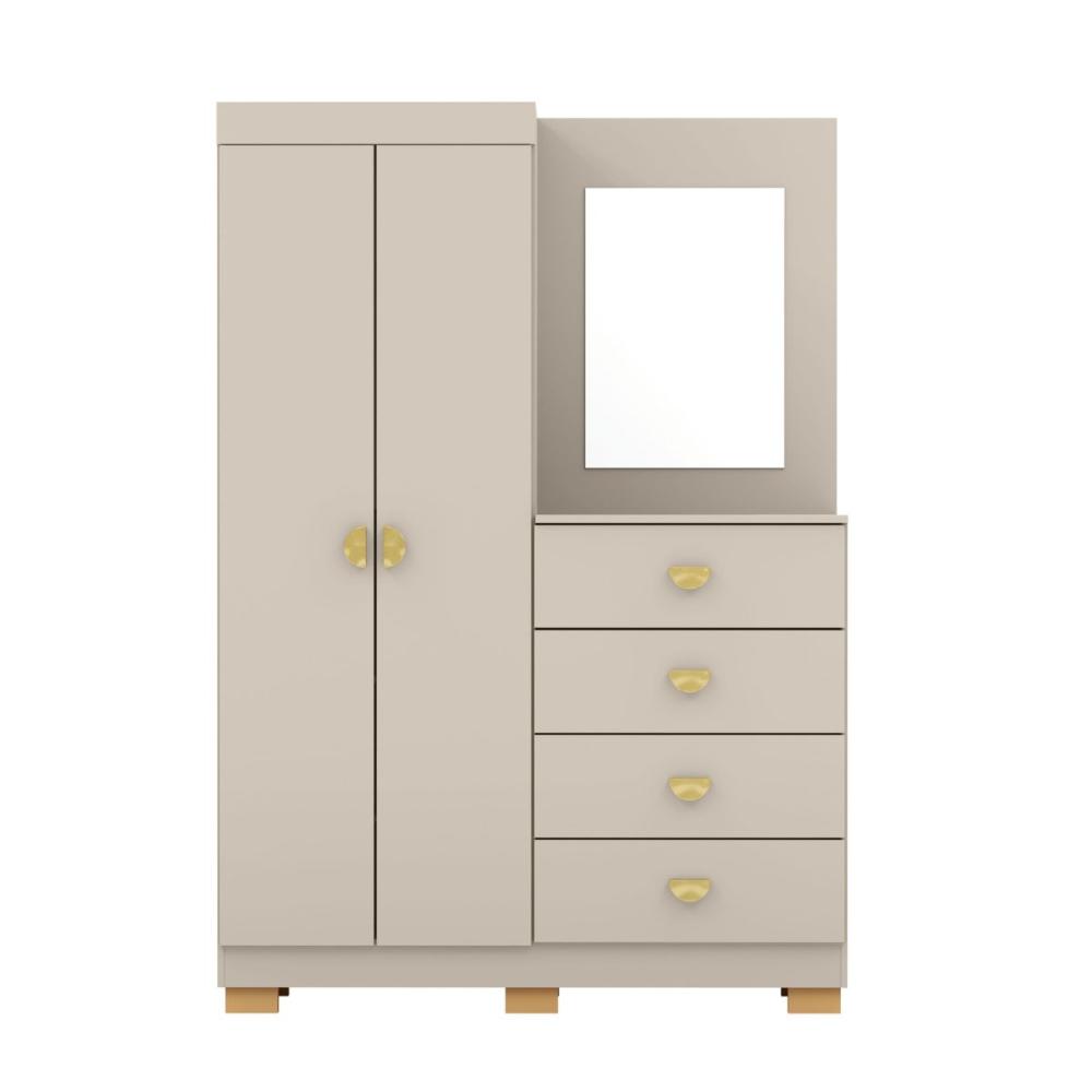 Roupeiro Cômoda 2 Portas Espelho Equador Fendi