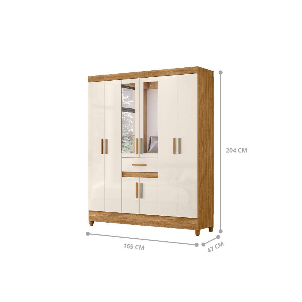 Roupeiro Streep Freijo Off White com Espelho