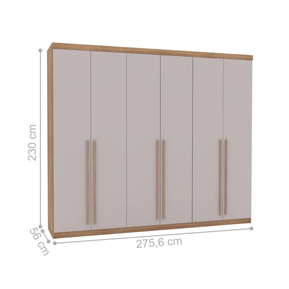 Roupeiro com 3 Gavetas e 6 Portas Madrid Nature Fendi