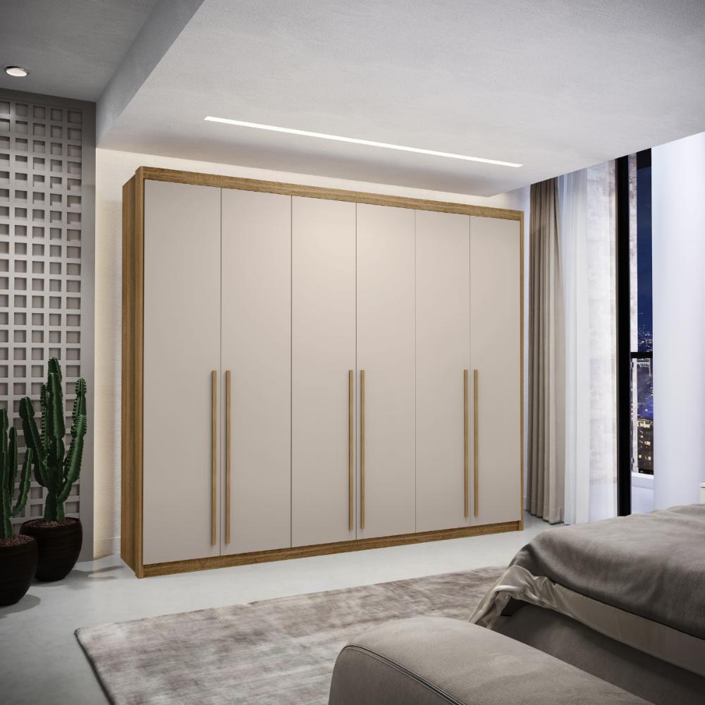 Roupeiro com 3 Gavetas e 6 Portas Madrid Nature Fendi