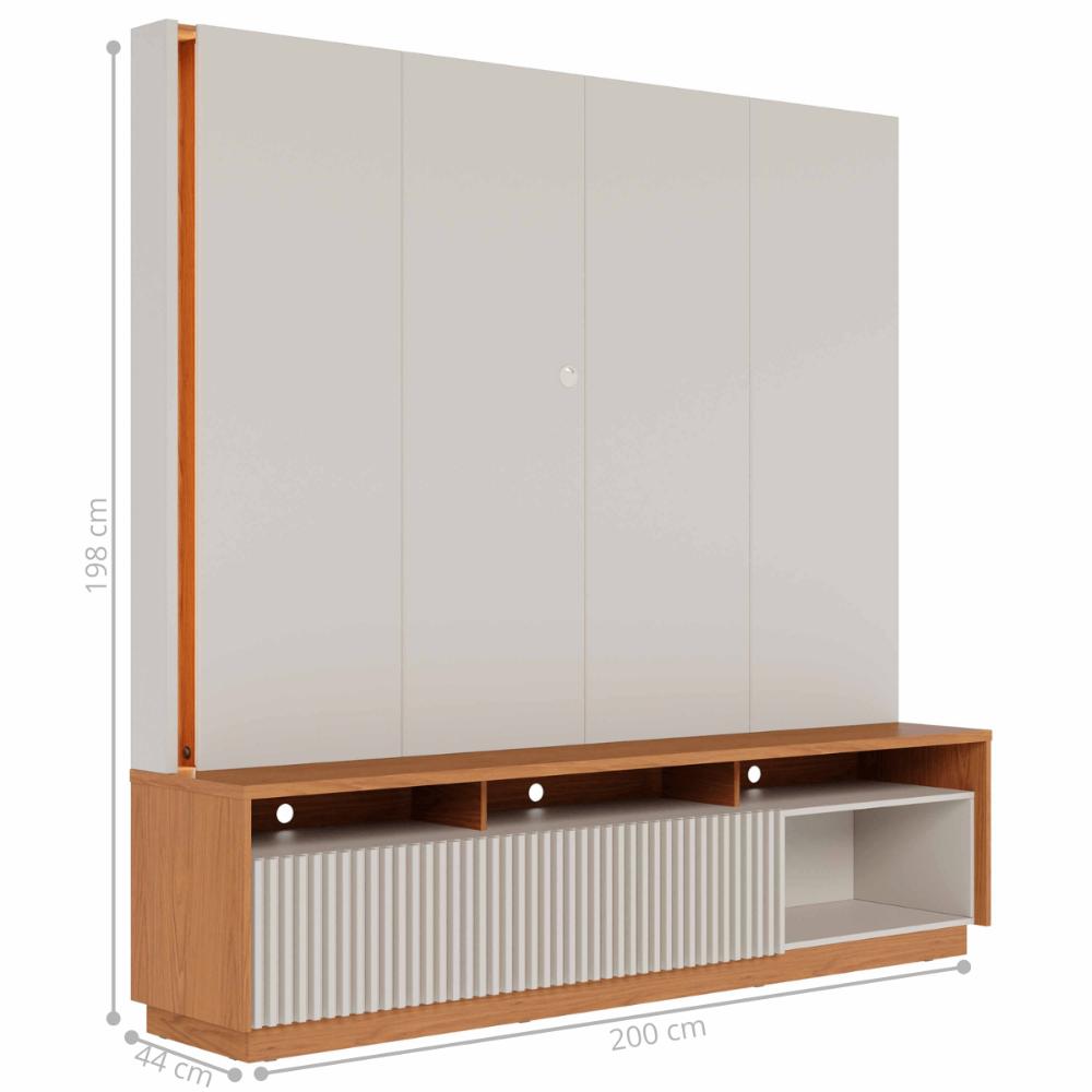 Sala de estar Mesa com Estante Reno Off White Matte freijo
