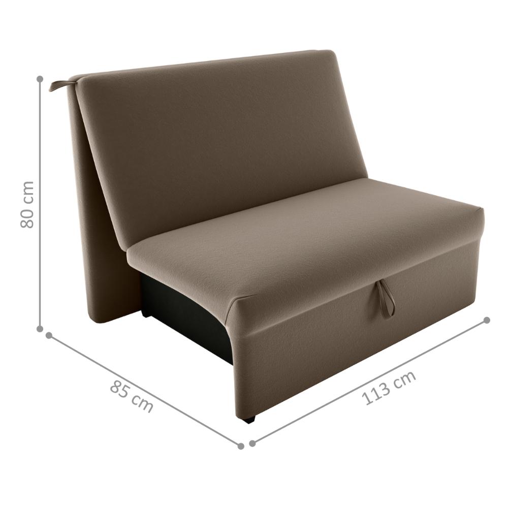 Sofá Cama 2 Lugares Belize Veludo Cappuccino