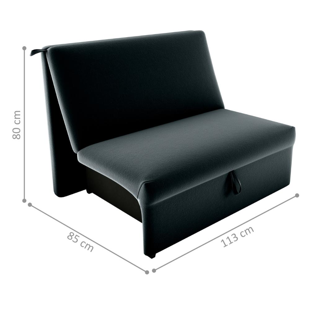 Sofá Cama 2 Lugares Belize Veludo Inca Preto