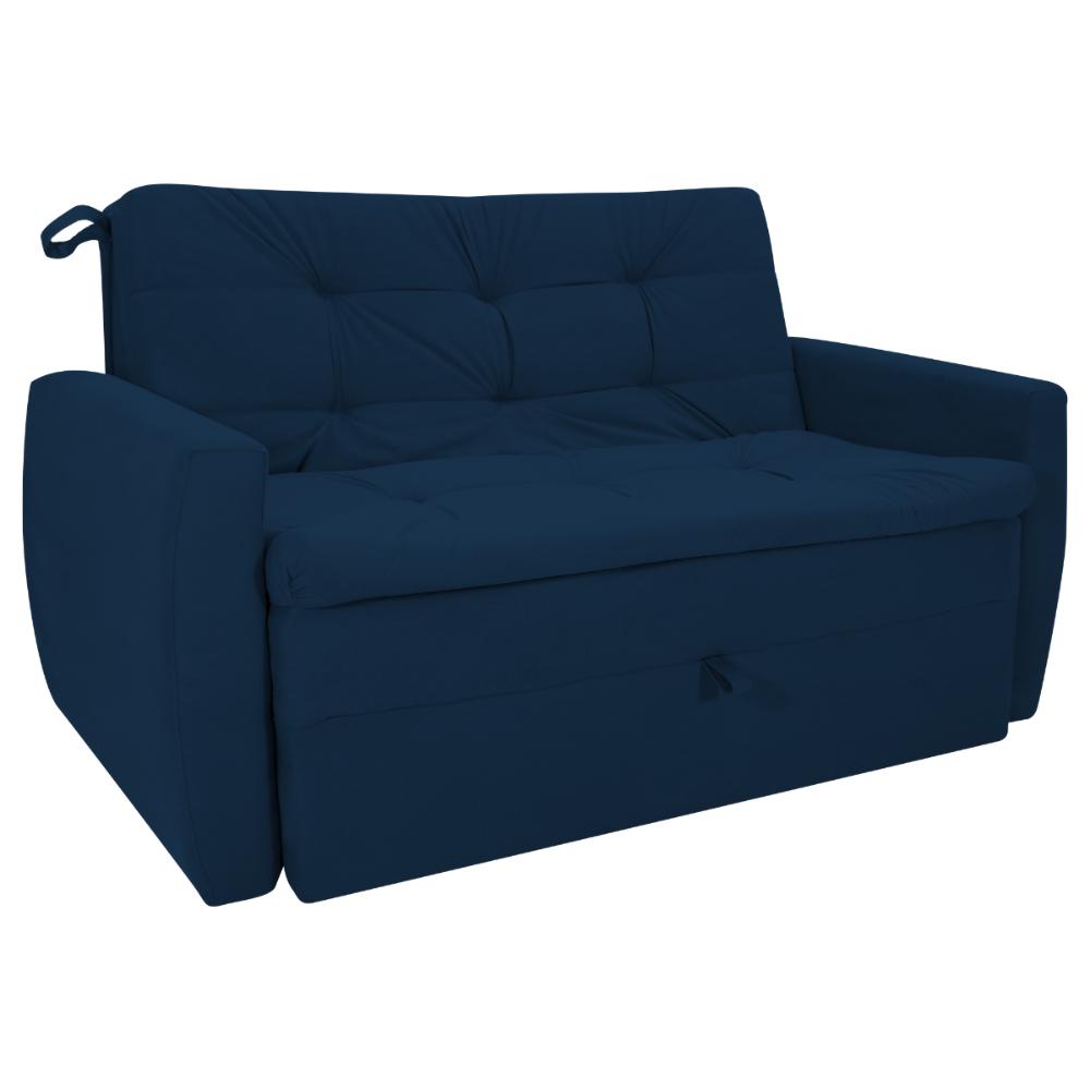 Sofá Cama 2 Lugares Bray Suede Azul