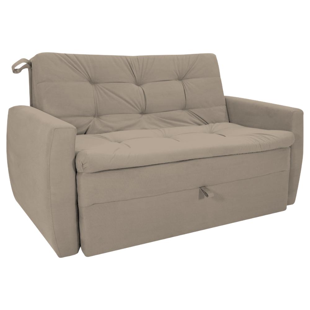 Sofá Cama 2 Lugares Bray Suede Bege