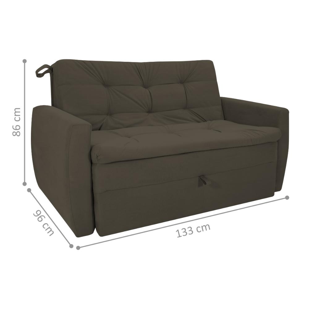 Sofá Cama 2 Lugares Bray Suede Cappuccino
