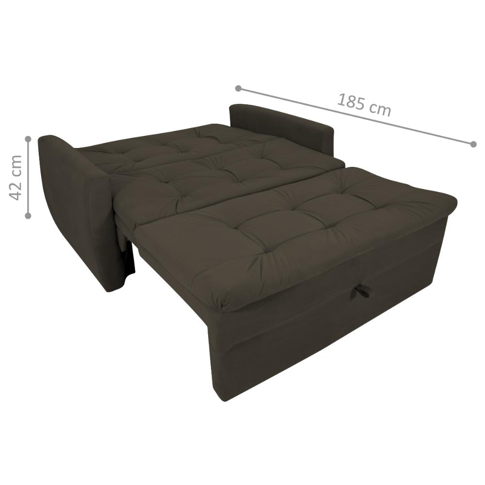 Sofá Cama 2 Lugares Bray Suede Cappuccino
