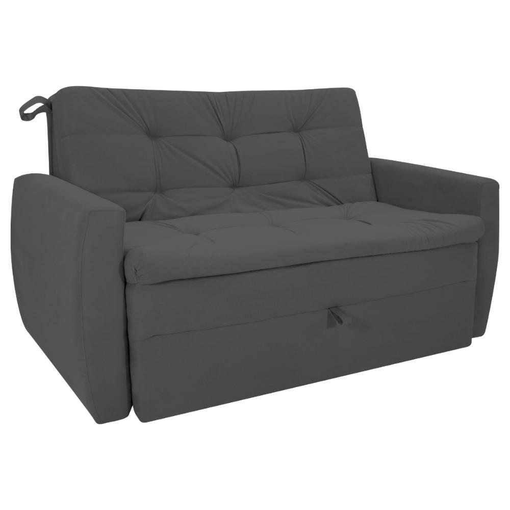 Sofá Cama 2 Lugares Bray Suede Cinza