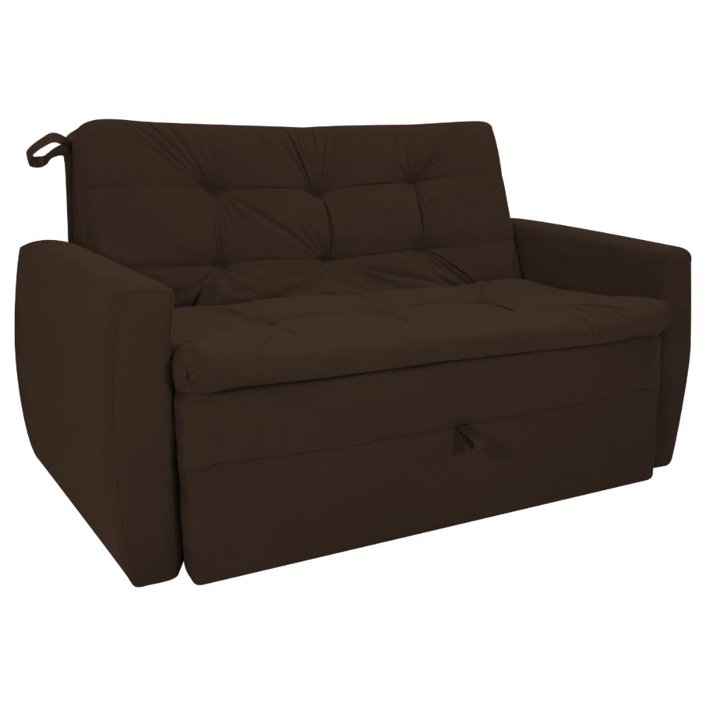 Sofá Cama 2 Lugares Bray Suede Marrom