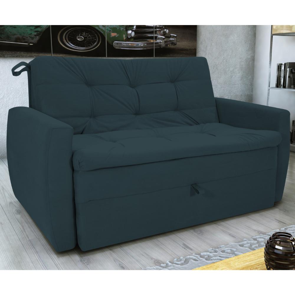 Sofá Cama 2 Lugares Bray Suede Petróleo 