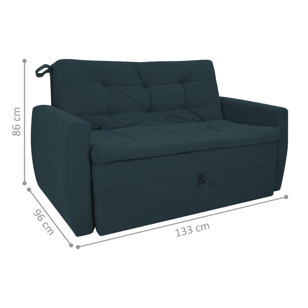 Sofá Cama 2 Lugares Bray Suede Petróleo 