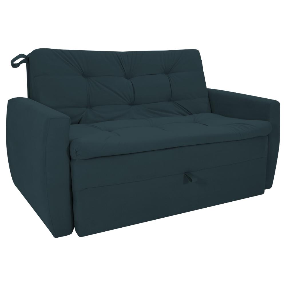 Sofá Cama 2 Lugares Bray Suede Petróleo 