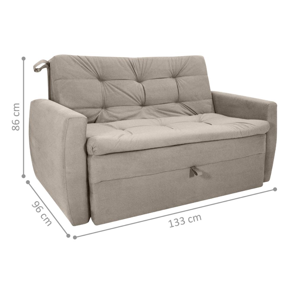 Sofá Cama 2 Lugares Bray Veludo Turkey Cappuccino