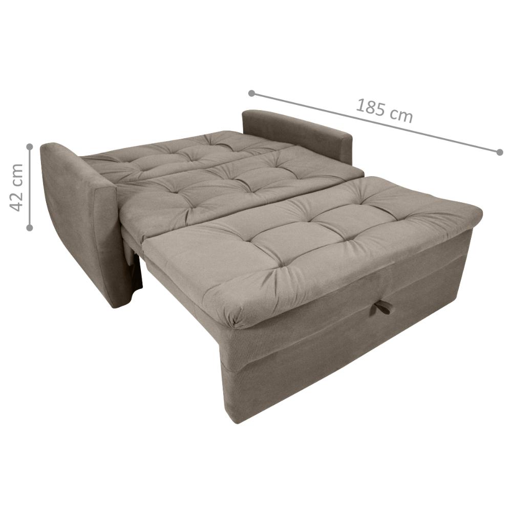 Sofá Cama 2 Lugares Bray Veludo Turkey Cappuccino