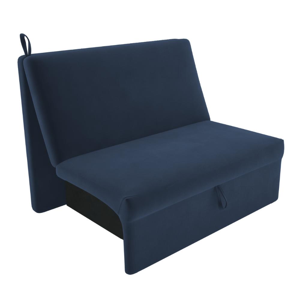 Sofá Cama 2 Lugares Ivan Suede Azul