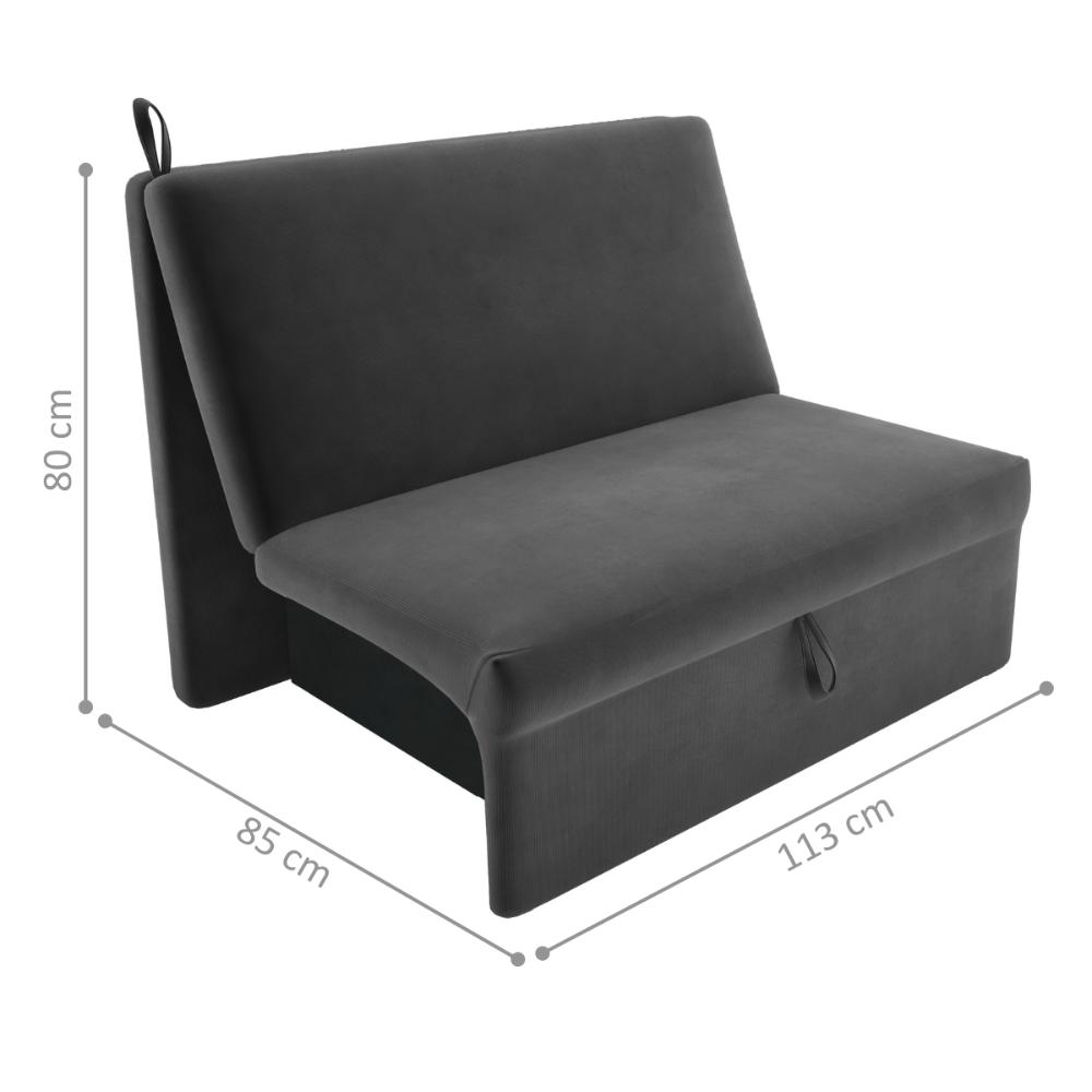 Sofá Cama 2 Lugares Ivan Suede Cinza
