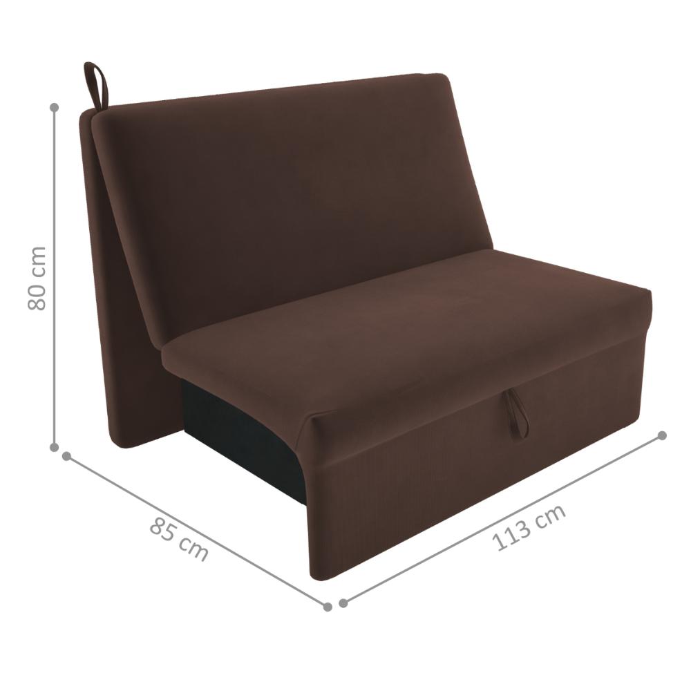 Sofá Cama 2 Lugares Ivan Suede Marrom