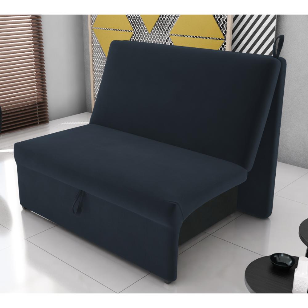 Sofá Cama 2 Lugares Ivan Suede Petróleo 
