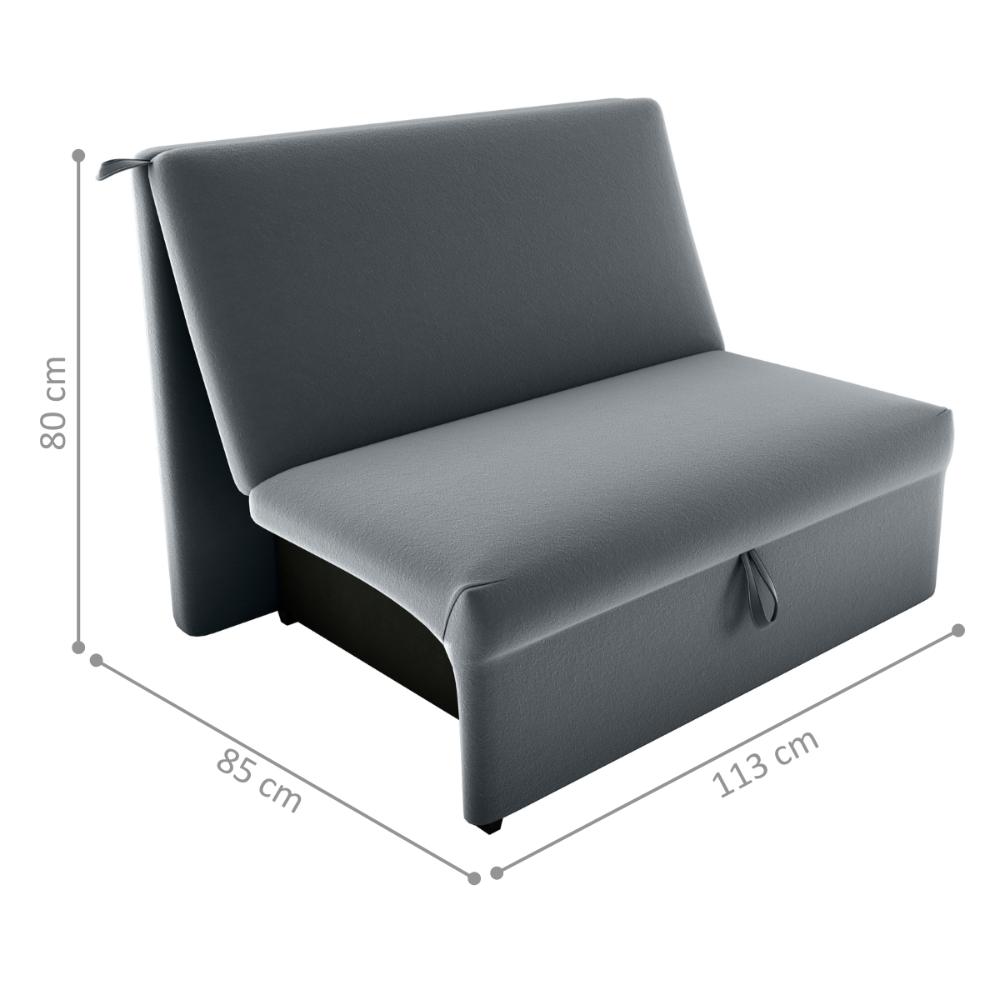 Sofá Cama 2 Lugares Ivan Veludo Cinza