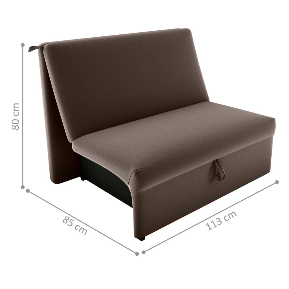 Sofá Cama 2 Lugares Ivan Veludo Marrom