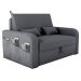 Sofá Cama 2 Lugares com Baú Bannow Veludo Cinza