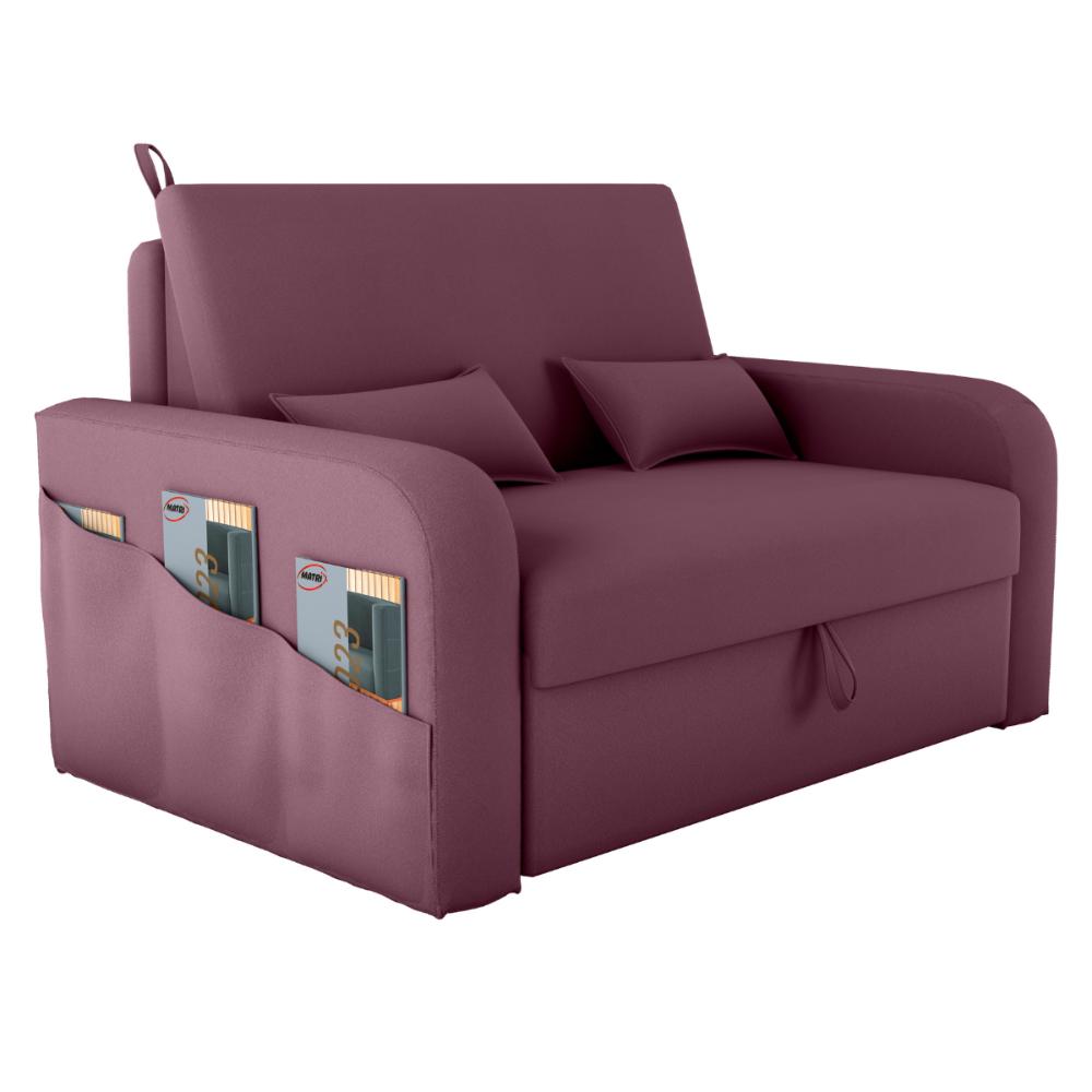Sofá Cama 2 Lugares com Baú Hiram Veludo Rosê