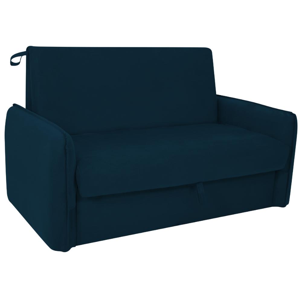 Sofá Cama com Baú 2 Lugares Furbogh Suede Azul