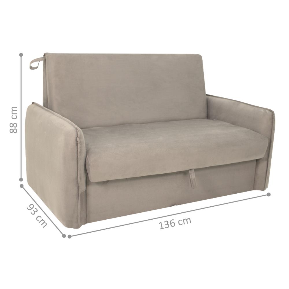 Sofá Cama com Baú 2 Lugares Furbogh Suede Bege