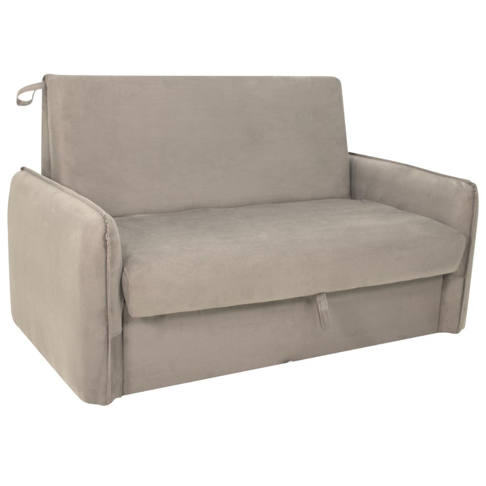 Sofá Cama com Baú 2 Lugares Furbogh Suede Bege