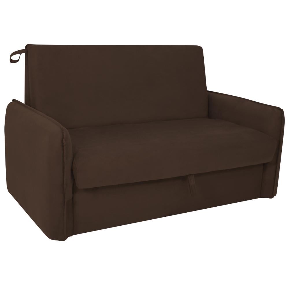 Sofá Cama com Baú 2 Lugares Furbogh Suede Marrom