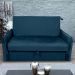 Sofá Cama com Baú 2 Lugares Furbogh Veludo Azul