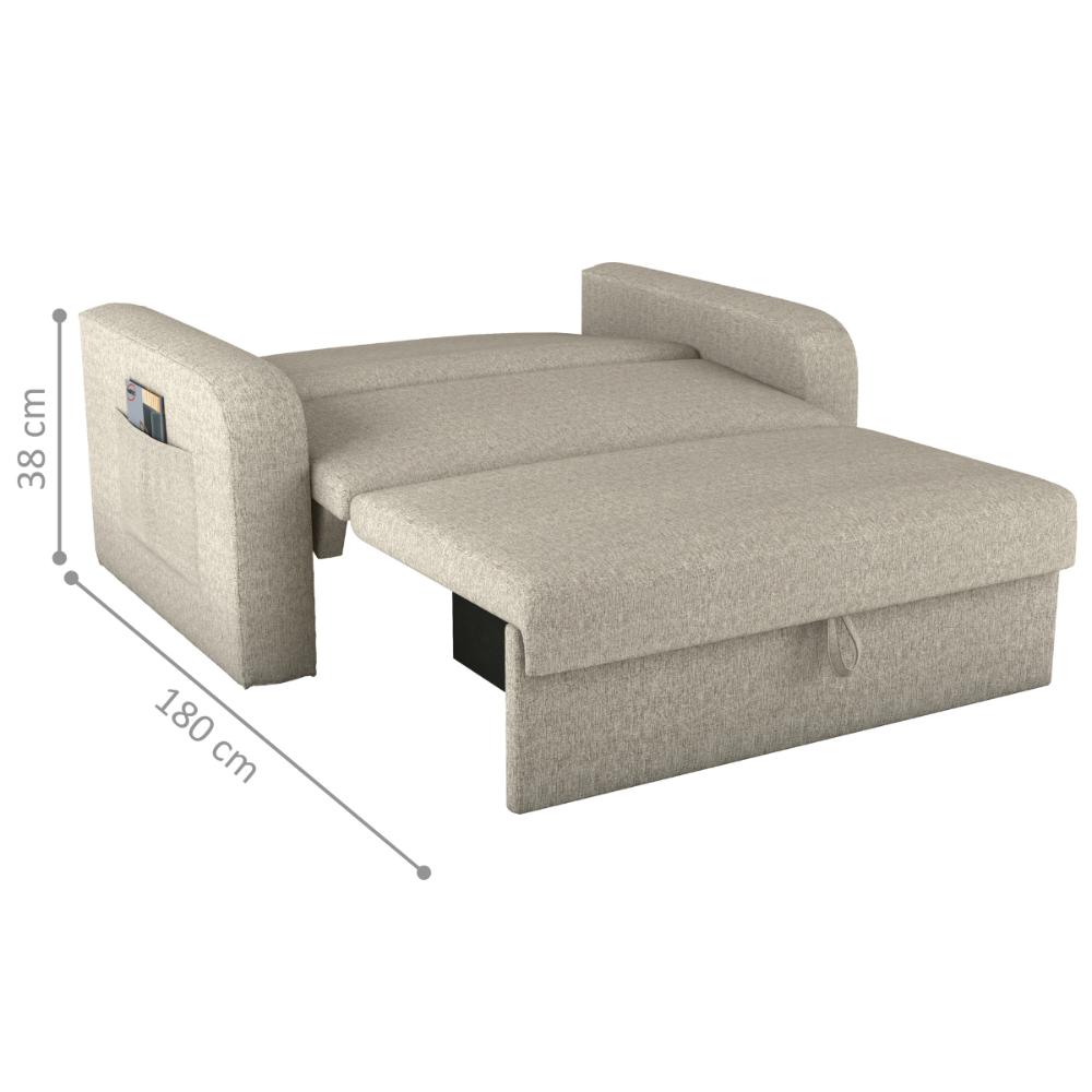 Sofá Cama com Baú 2 Lugares John Linho 
