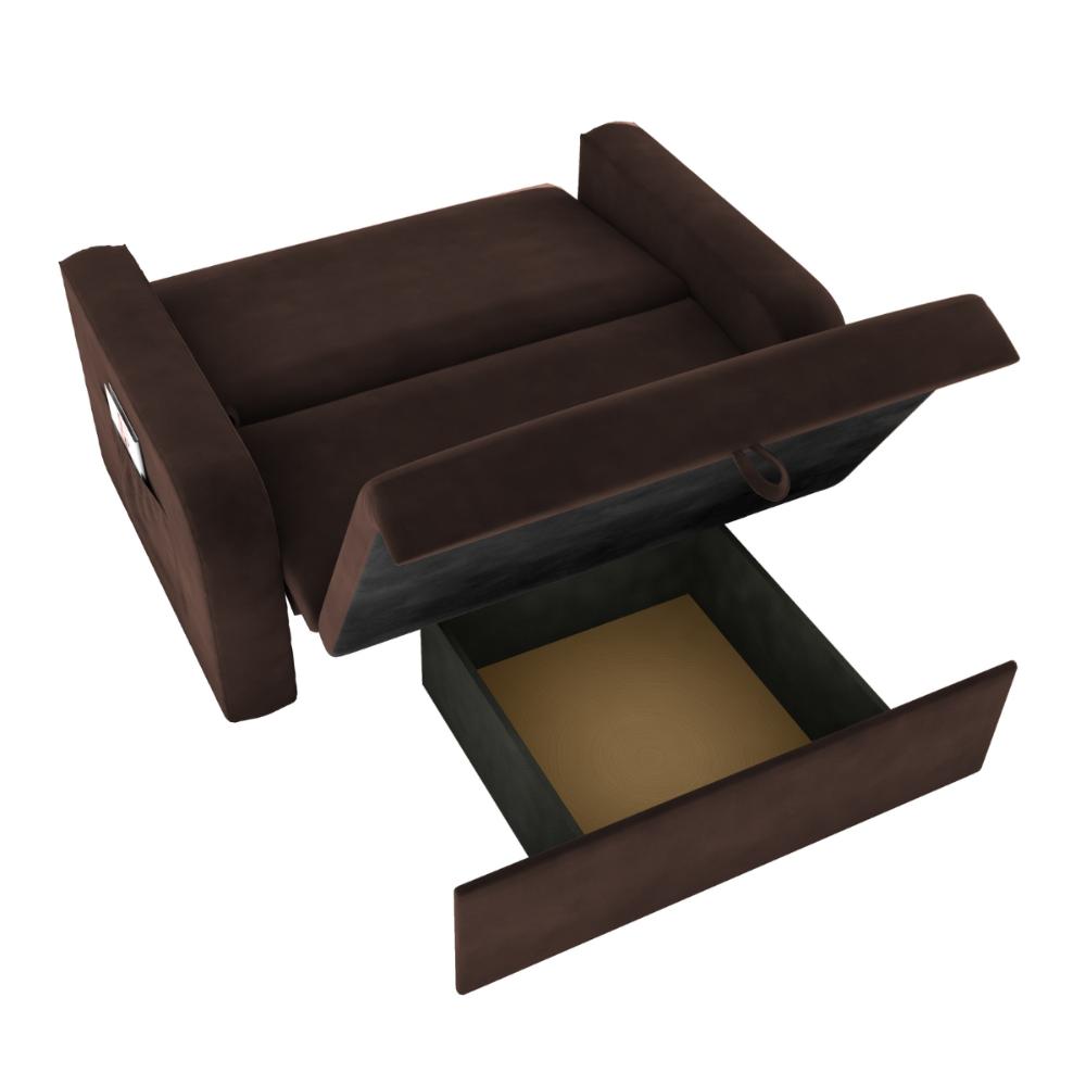 Sofá Cama com Baú 2 Lugares John Suede Marrom