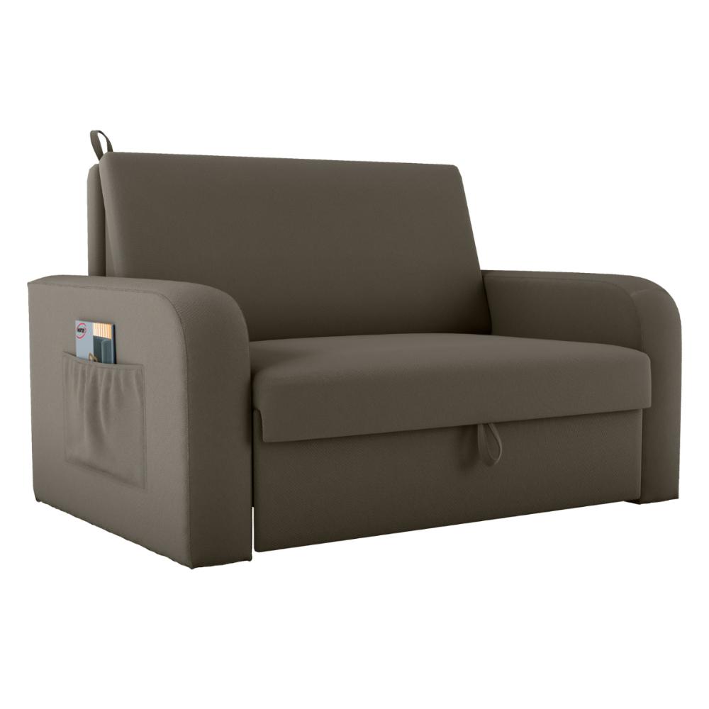 Sofá Cama com Baú 2 Lugares John Veludo Maserati Marrom