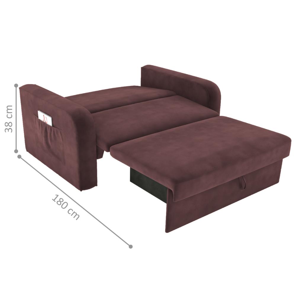 Sofá Cama com Baú 2 Lugares John Veludo Rosê