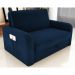 Sofá Cama com Baú 2 Lugares Numey Suede Azul