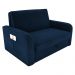 Sofá Cama com Baú 2 Lugares Numey Suede Azul