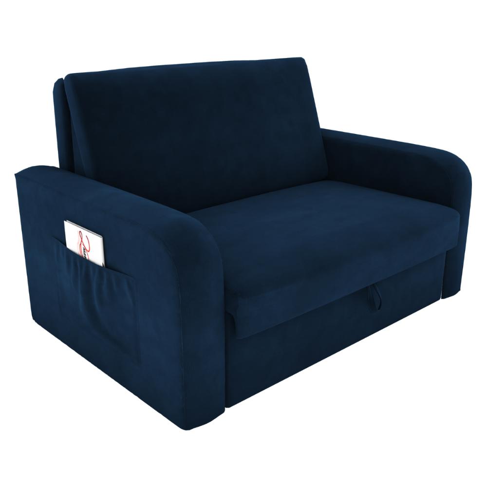 Sofá Cama com Baú 2 Lugares Numey Suede Azul