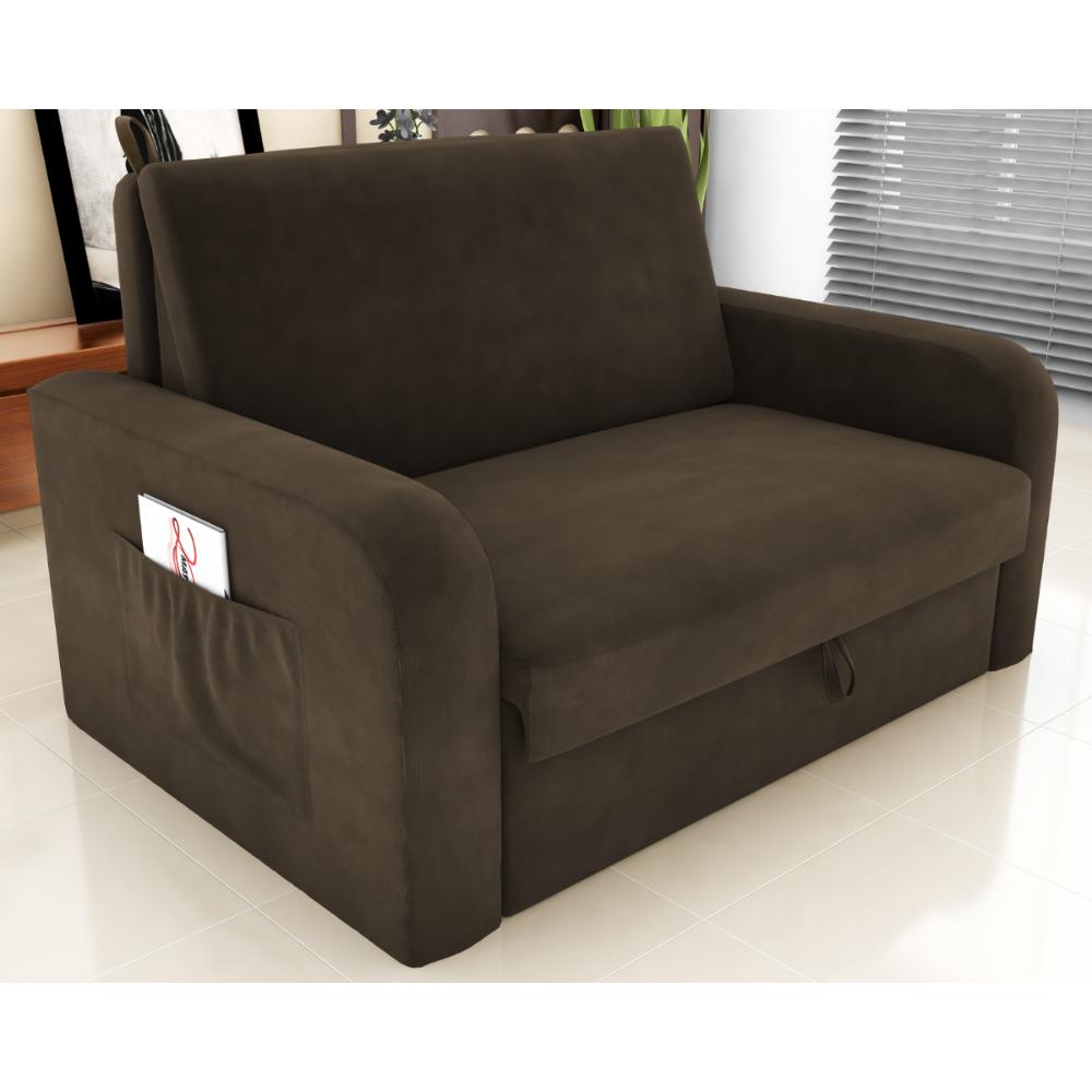 Sofá Cama com Baú 2 Lugares Numey Suede Cappuccino