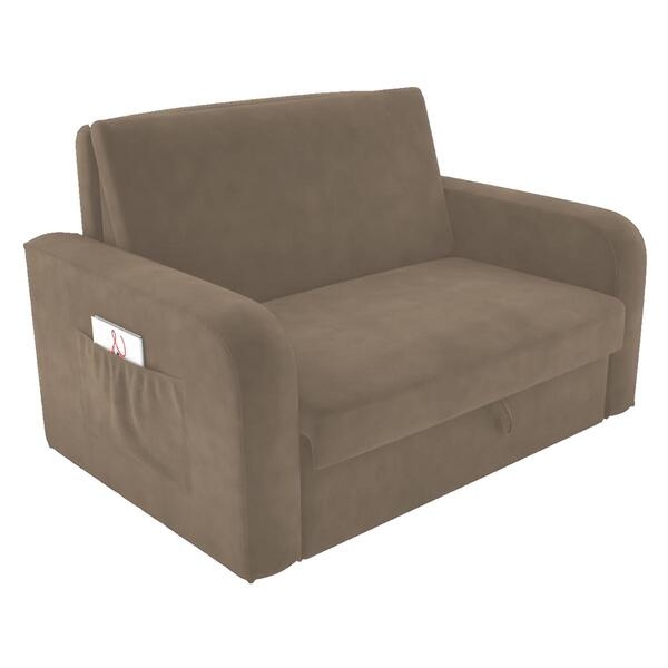 Sofá Cama com Baú 2 Lugares Numey Veludo Cappuccino