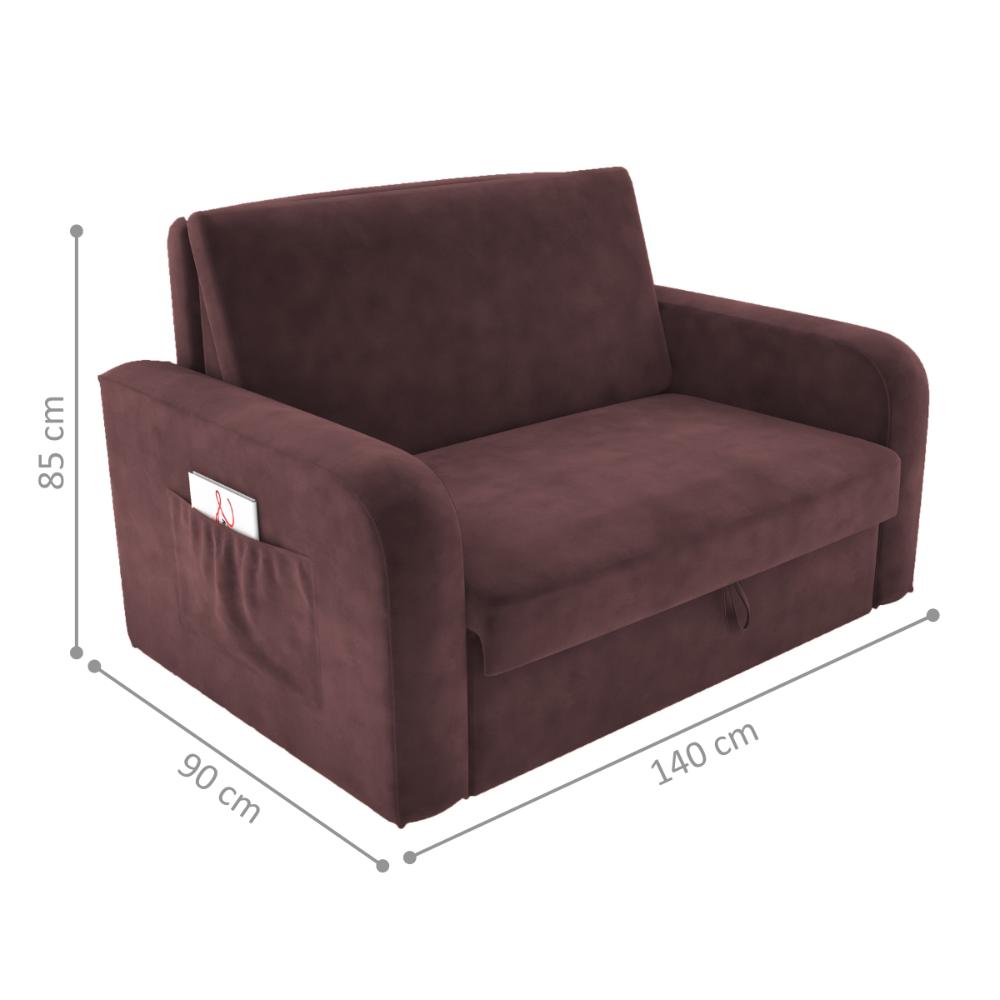Sofá Cama com Baú 2 Lugares Numey Veludo Rosê