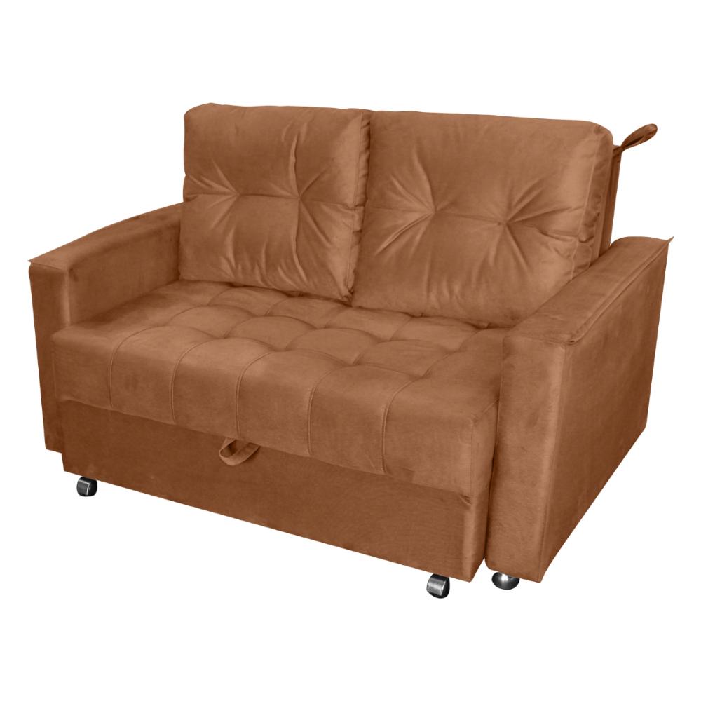 Sofá Cama para Sala de Estar Cross Veludo Ferrugem