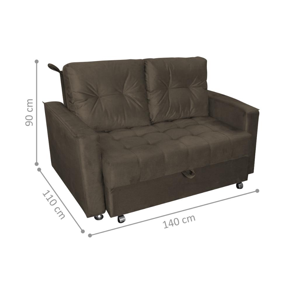 Sofá Cama para Sala de Estar Cross Veludo Marrom