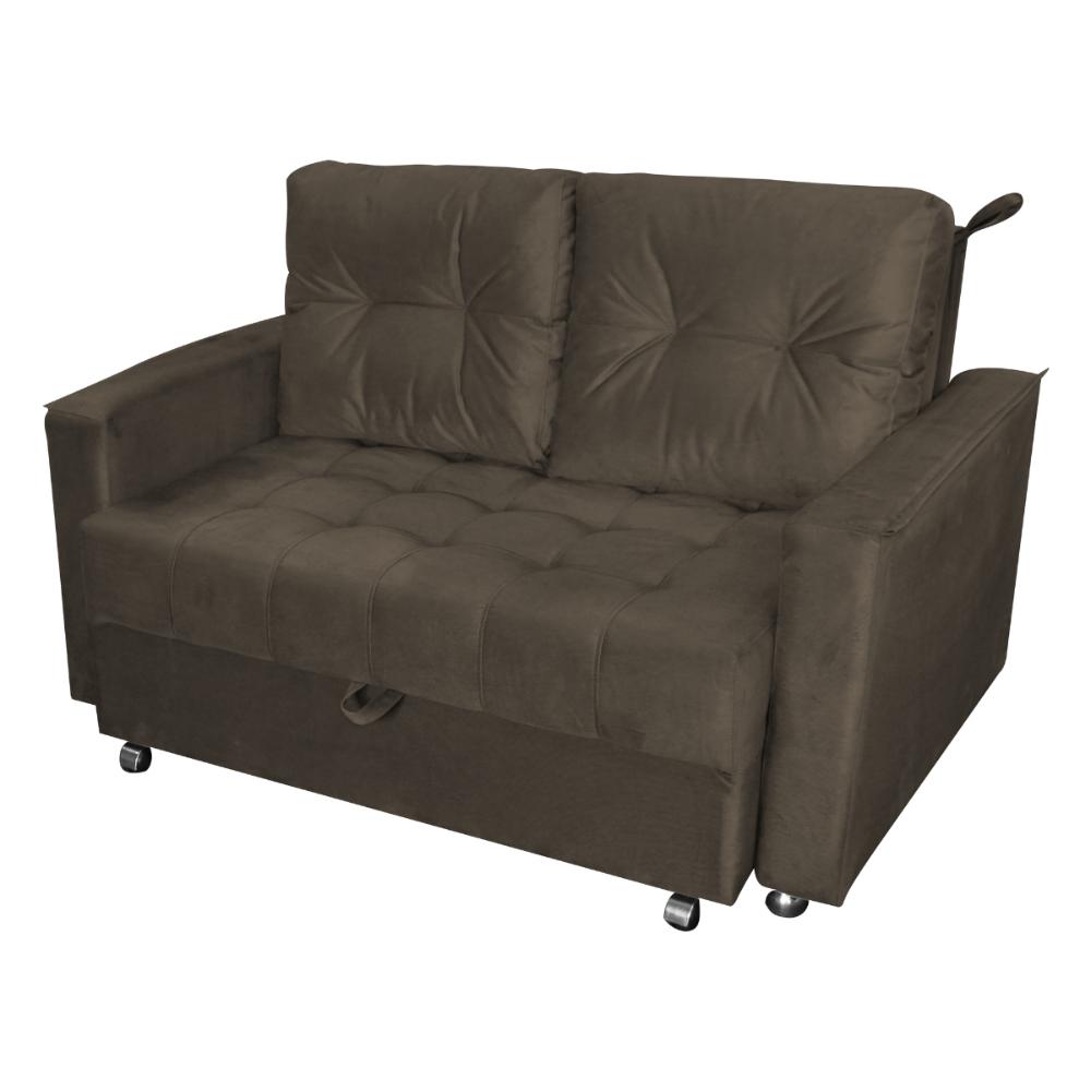 Sofá Cama para Sala de Estar Cross Veludo Marrom